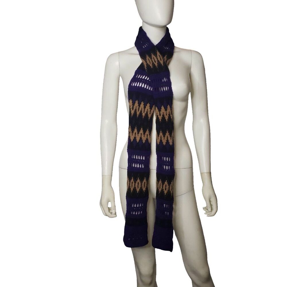 Lauren Ralph Lauren Scarf Womens One Size Purple Lambswool Fair Isle Knit Winter